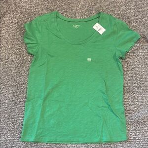 LOFT Bright Green Short Sleeve Scoop Neck Tee
